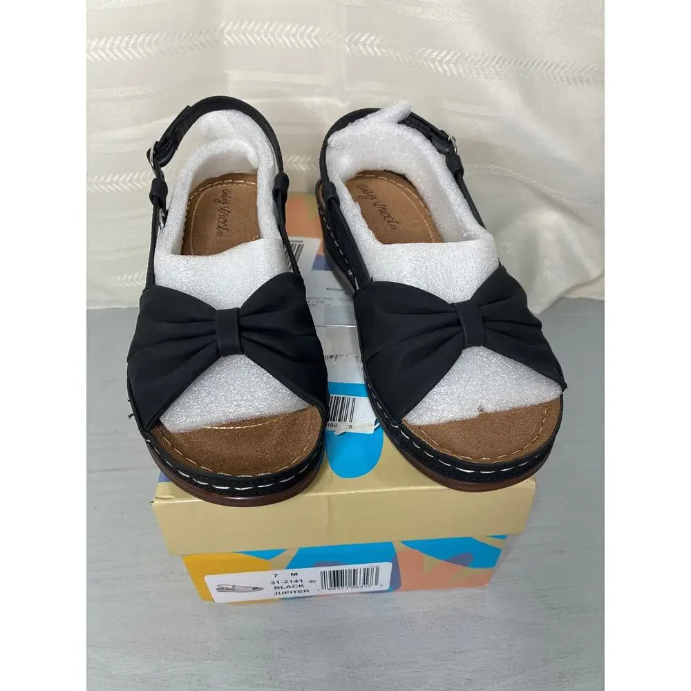 Easy Street Jupiter Slingback Comfort Sandals Black Womens Size 7M